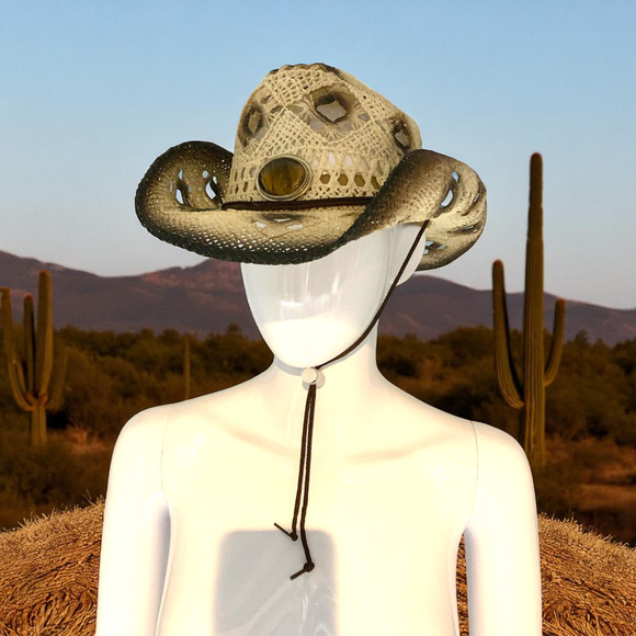 Wild Bull International Cowboy Cowgirl Hat Rodeo Rigid Straw Western Distressed - Picture 7 of 7